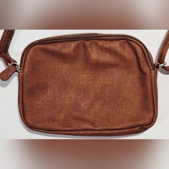 Multisac Handbags - MultiSac Crossbody Purse Vegan Leather Brown Pockets Adjustable Shoulder Strap